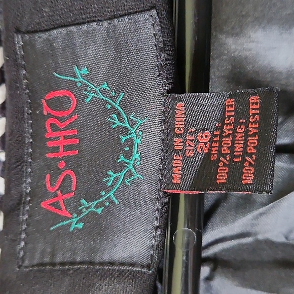 AS•HRO Womens Vintage Blazer Black w/ Striped Black n White Satin Trim Sz 26 EUC - Picture 9 of 13